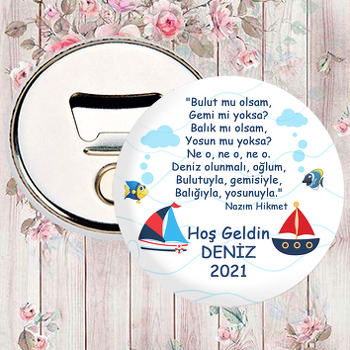 Denizde Balıklar ve Gemiler ile Beyaz Dalgalar Temalı Magnet Açacak