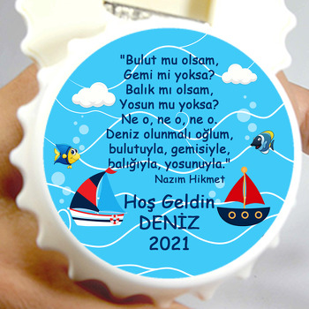 Denizde Balıklar ve Gemiler ile Şiir Temalı Hoşgeldin Bebek  Kapak Açacak
