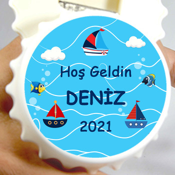 Denizde Balıklar ve Gemiler Temalı Hoşgeldin Bebek  Kapak Açacak