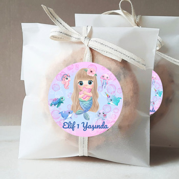 Denizkızı ile Pembe Baloncuklu Okyanus Temalı Sticker