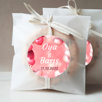Desenli Kalpler ile Pembe Fon Temalı Sticker