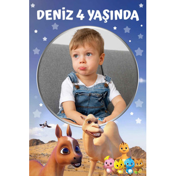 Develer ile Civcivler Temalı Doğum Günü Afiş