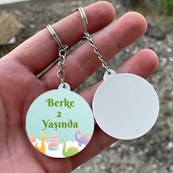 Dinazor Partisi Temalı Daire Plastik Doğum Günü Anahtarlık