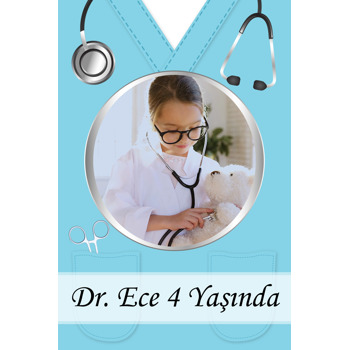 Doktor Uniforma Temalı Doğum Günü Magnet