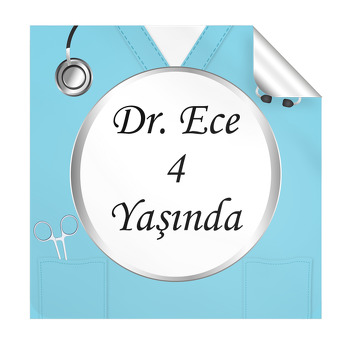Doktor Uniforma Temalı Kare Parti Etiket