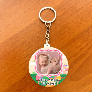 Dondurma 2 Temalı Resimli Daire Plastik Anahtarlık