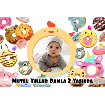 Donut Temalı Doğum Günü Parti Afiş