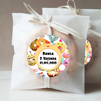 Donut Temalı Doğum Günü Sticker