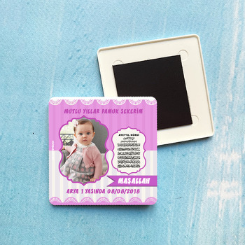 Dua 3 Temalı Doğum Günü Plastik Kare Magnet