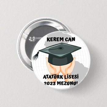 Dünya Fonda Kep ve Eller Temalı İğneli Buton Rozet