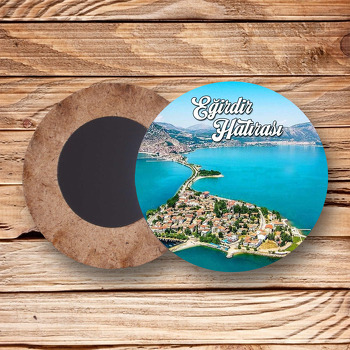 Eğirdir Manzarası Temalı Ahşap Daire Magnet