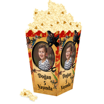 Ejderhanı Nasıl Eğitirsin Antik Fon Temalı Popcorn Kutusu
