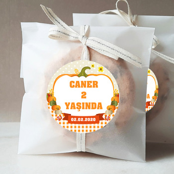 Ekose ve Puantiyeli Balkabağı Temalı Parti Sticker