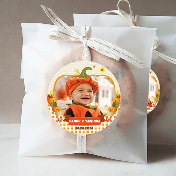 Ekose ve Puantiyeli Balkabağı Temalı Resimli Sticker