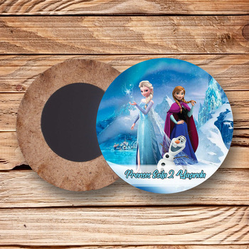 Elsa ile Anna Karlar Ülkesi Temalı Daire Ahşap Magnet