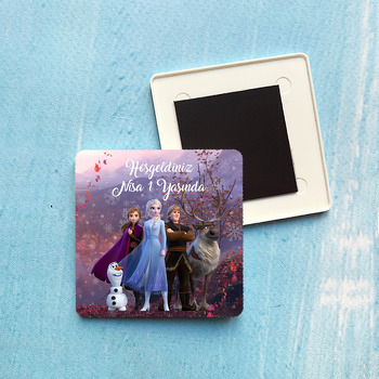 Elsa Karlar Ülkesi Temalı Plastik Kare Magnet