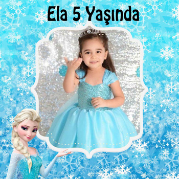 Elsa Mavi Fon Temalı Kare Parti Afiş 