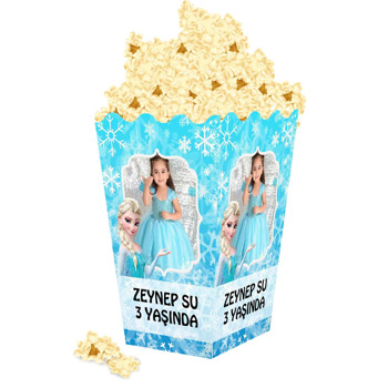 Elsa Mavi Fon Temalı Popcorn Kutusu