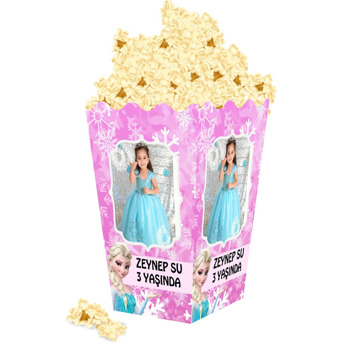 Elsa Pembe Fon Temalı Popcorn Kutusu