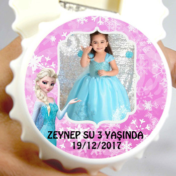 Elsa Pembe Fon Temalı Resimli Kapak Şekilli Magnet Açacak