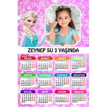 Elsa Pembe Fon Temalı Takvim Magnet