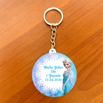 Elsa Temalı Daire Plastik Anahtarlık