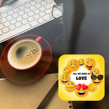 Emoji Suratlı Çerçeve Temalı Bardak Altlığı