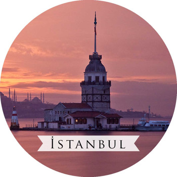 Erguvan İstanbul Şehirler Temalı Daire Plastik Anahtarlık