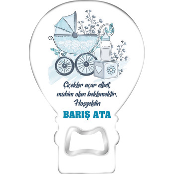 Erkek Bebek Arabası Temalı Balon Magnet Açacak
