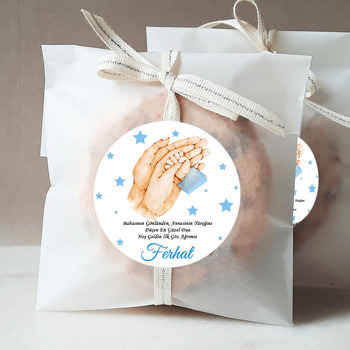 Erkek Bebek Eli ile Ebeveyn Elleri Temalı Hoşgeldin Bebek Sticker