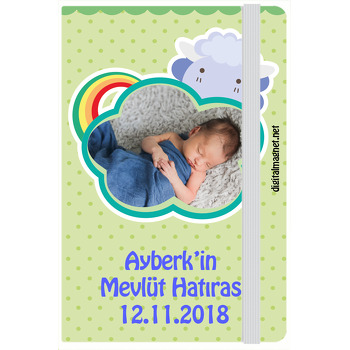 Erkek Bebek Gökkuşağı Temalı Mevlüdü Kişiye Anı Özel Defteri