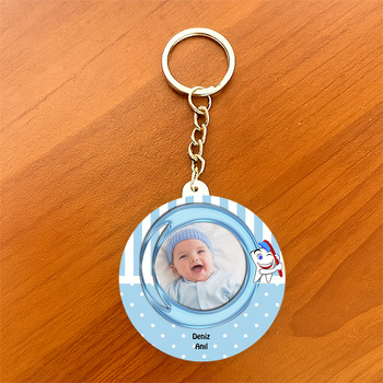 Erkek Bebek İçin Diş Buğdayı Daire Plastik Anahtarlık