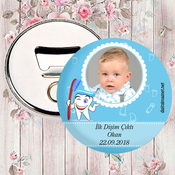 Erkek Bebek İçin  Mavi Temalı Diş Buğdayı Magnet Açacak