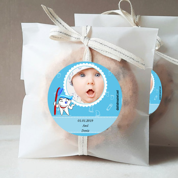 Erkek Bebek İçin  Mavi Temalı Diş Sticker