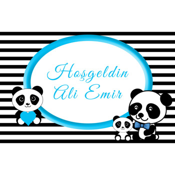 Erkek Bebek Panda Temalı Afiş