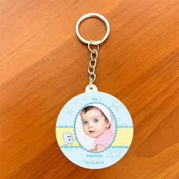 Erkek Bebekler İçin Diş Buğdayı Daire Plastik Anahtarlık