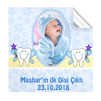 Erkek Diş Temalı Kare Etiket