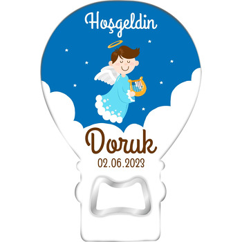 Erkek Melek ile Mavi Gökyüzü ile Bulutlar Temalı Balon Magnet Açacak