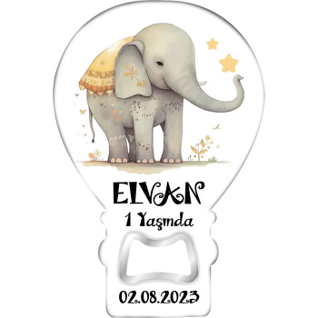 Etnik Fil ile Yıldızlar Temalı Balon Ahşap Magnet 