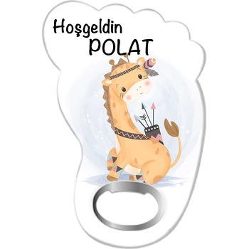 Etnik Zürafa Temalı Ayak İzi Magnet Açacak