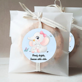 Fil Kardeşler Mavi Fon Temalı Sticker