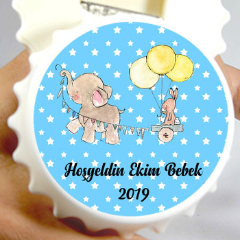 Fil ve Tavşan Temalı Hoşgeldin Bebek Kapak Magnet Açacak