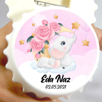 Filler ile Güllü Ay Pembe Fon Temalı Kapak Şekilli Magnet Açacak
