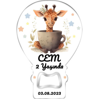 Fincanda Soft Zürafa Temalı Balon Ahşap Magnet 