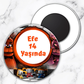 Five Nights At Freddys Temalı Daire Plastik Magnet