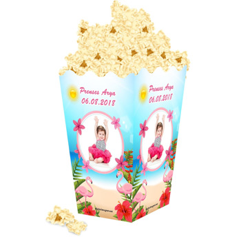Flamingo Pembe Çiçekli Temalı Popcorn Kutusu