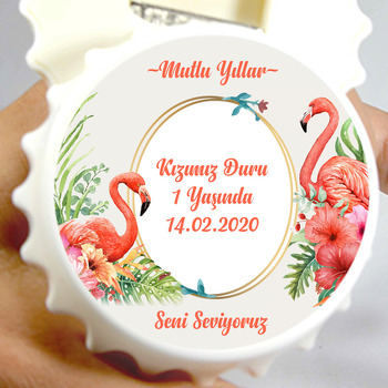 Flamingo Temalı Doğum Günü Magnet Açacak