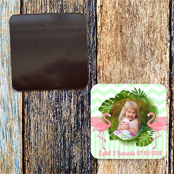 Flamingo Temalı Kare Magnet