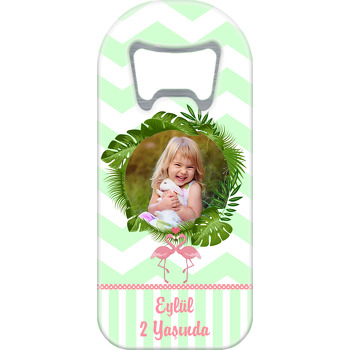 Flamingo Temalı Oval Magnet Açacak