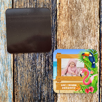 Flamingo Tropikal Temalı Doğum Günü Magnet